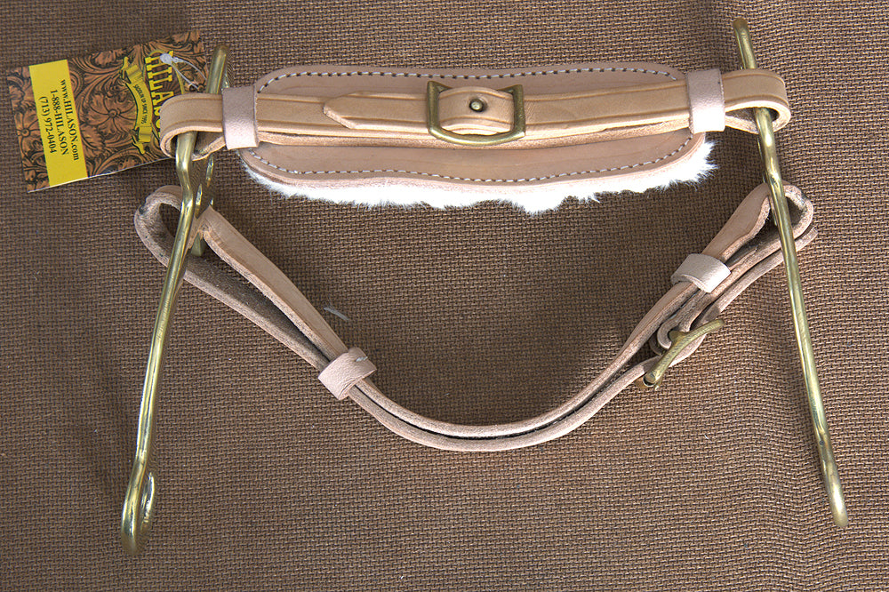 Hilason Solid Brass Horse Mouth Hackamore Bit W/ Natural Leather