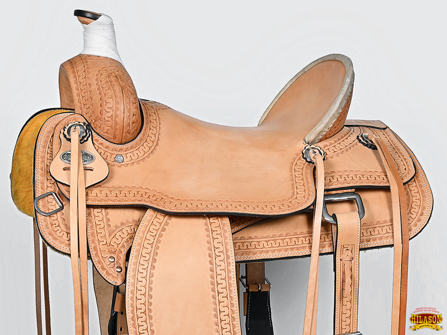 HILASON Western Horse Saddle American Leather Ranch Roping | Hand Tooled Wade & For Horses