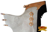 Hilason Western Pro Rodeo Bronc Bull-Riding Smooth Leather Chinks Chaps