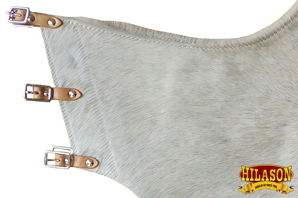 Hilason Western Pro Rodeo Bronc Bull-Riding Smooth Leather Chinks Chaps