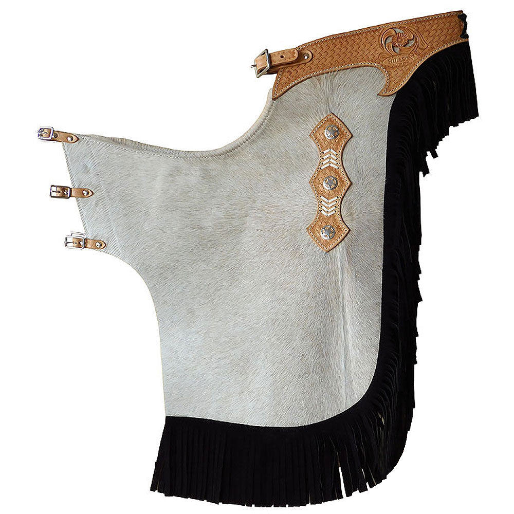Hilason Western Pro Rodeo Bronc Bull-Riding Smooth Leather Chinks Chaps