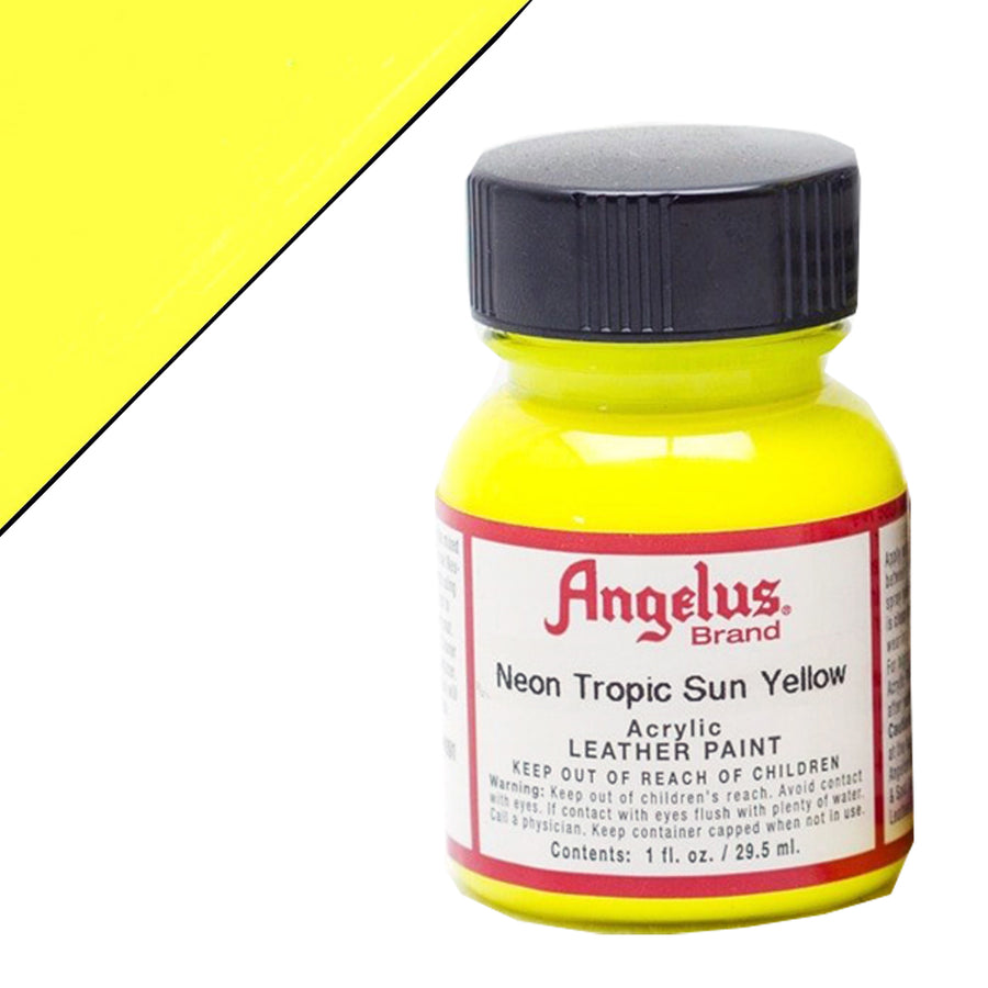 Angelus Acrylic Leather Paint For Boot Bags 1 Oz Tropic Sun Yellow Neon - Uhorse