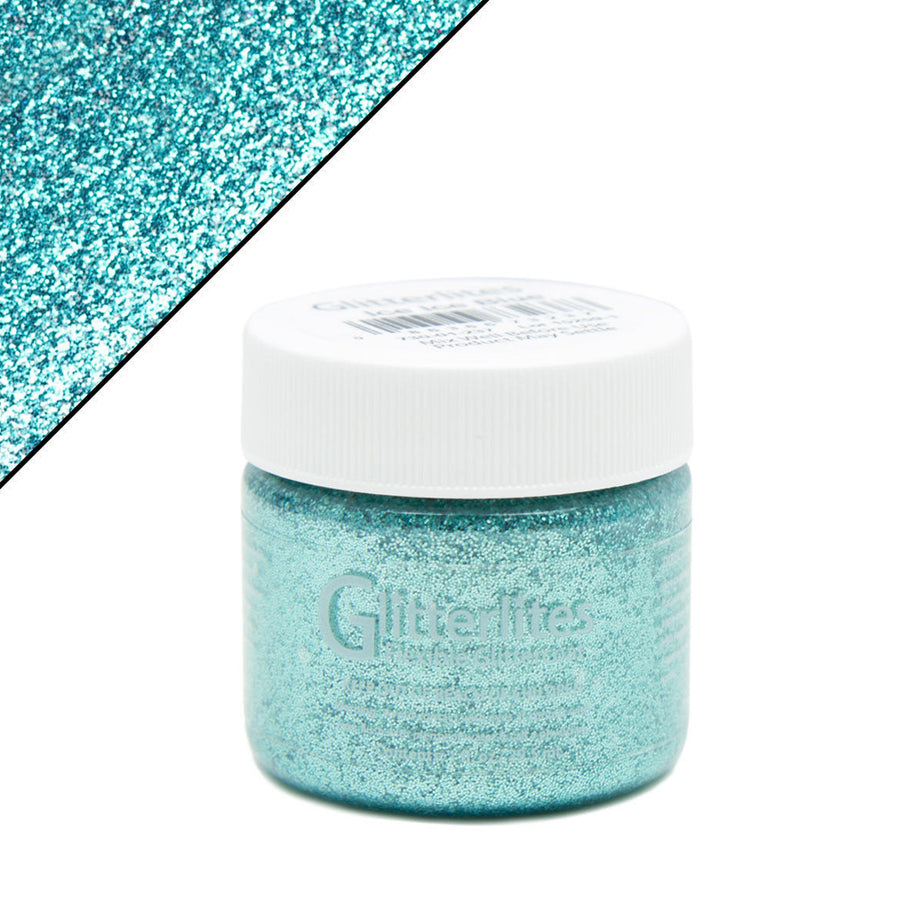 Turquoise glitter jar with white lid - Uhorse