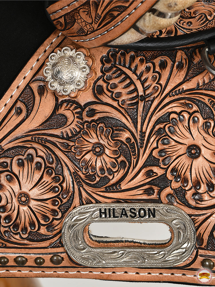 HILASON Western Horse Treeless Trail Barrel American Leather Saddle | for Horses