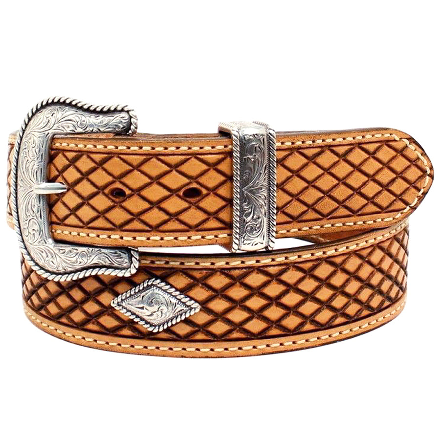 32 In Nocona Leather Mens Belt Fort Worth Made Usa 1-1/2 Crosshatch – by Hilason – Cowboy and equestrian accessories