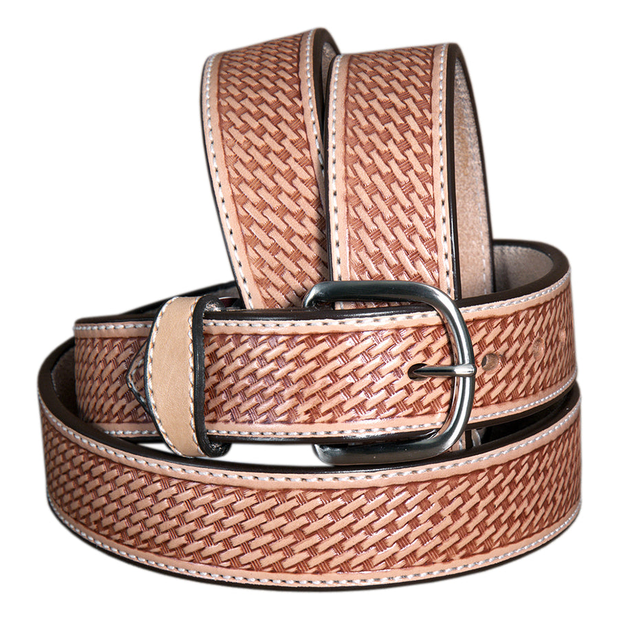 44" Hilason Basketweave Made In Usa Gun Holster Leather Work Belt Brown - Hilason