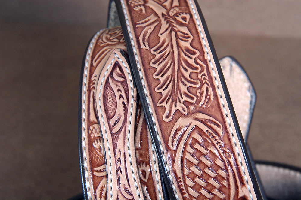 Hilason Oakleaf Ranger Made In Usa Gun Holster Leather Work Belt Brown