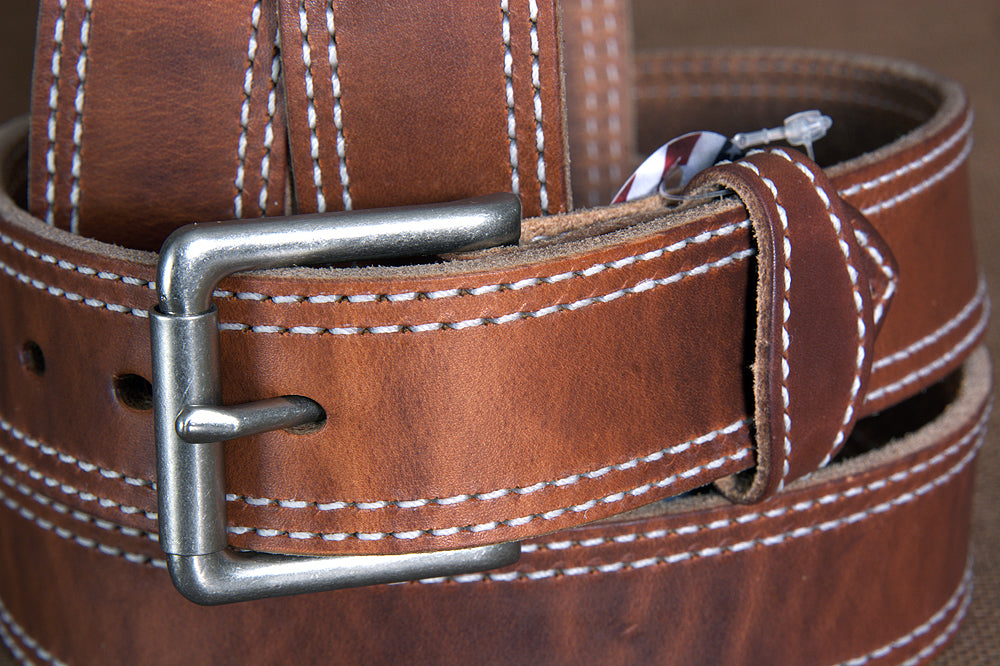 Hilason Heavy Duty Made In Usa Gun Holster Leather Work Belt Brown