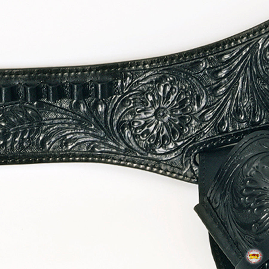 HILASON Double Caliber 44/45 Leather Western Cowboy Gun Rig Holster | Costume Belt