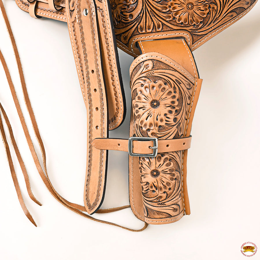 HILASON Double Caliber 44/45 Leather Western Cowboy Gun Rig Holster | Costume Belt