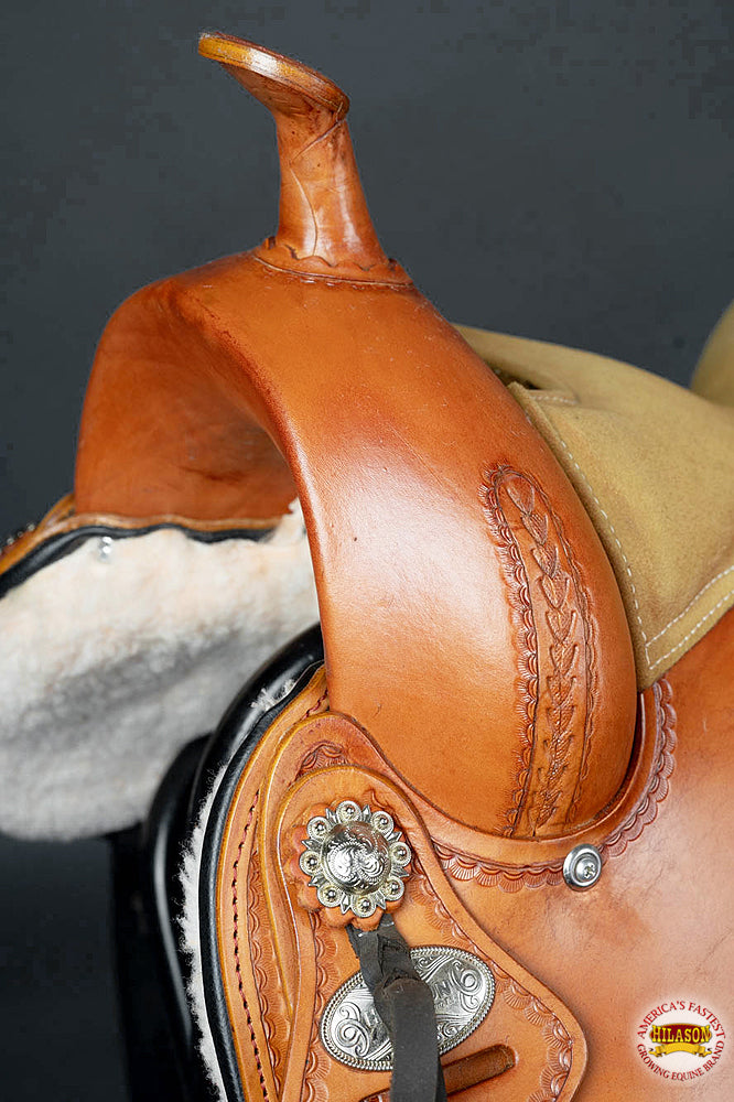 HILASON Western Horse Saddle American Leather Treeless Trail Pleasure | Barrel for Horses