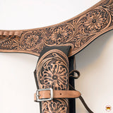 Hilason Western Right Hand Gun Holster Rig 44/45 Caliber Leather Cowboy