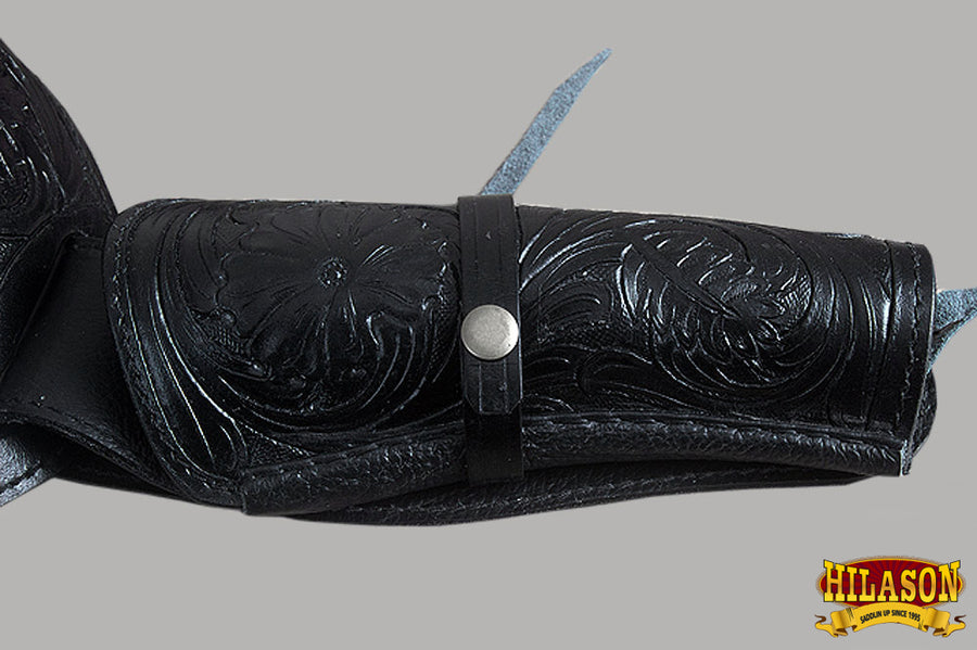 HILASON Western Right Hand Gun Holster Rig 44/45 Caliber Leather Cowboy Black | Costume Belt