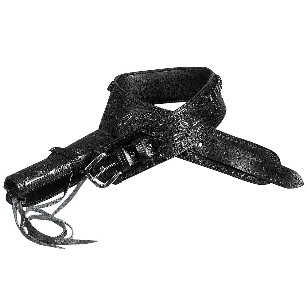 Hilason Western Right Hand Gun Holster Rig 44/45 Caliber Leather Cowboy