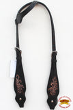 Hilason Western Horse Headstall Bridle American Leather Black Floral