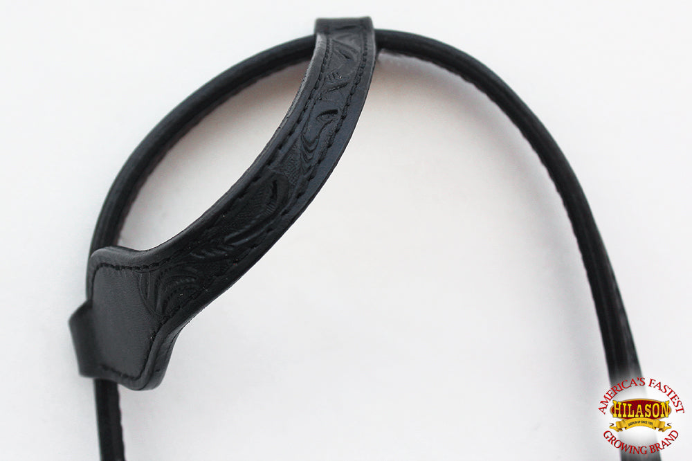 Hilason Western Horse Headstall Bridle American Leather Black Floral