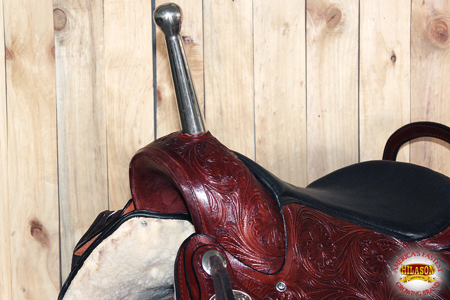 HILASON Custom Designed Rare Western Trick Riding Saddle Mahogany | Horse Racing Leather Saddles for Horses