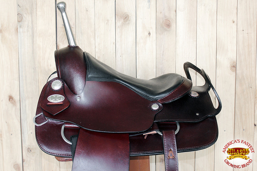 HILASON Custom Designed Rare Western Trick Riding Saddle Mahogany | Horse Racing Leather Saddles for Horses