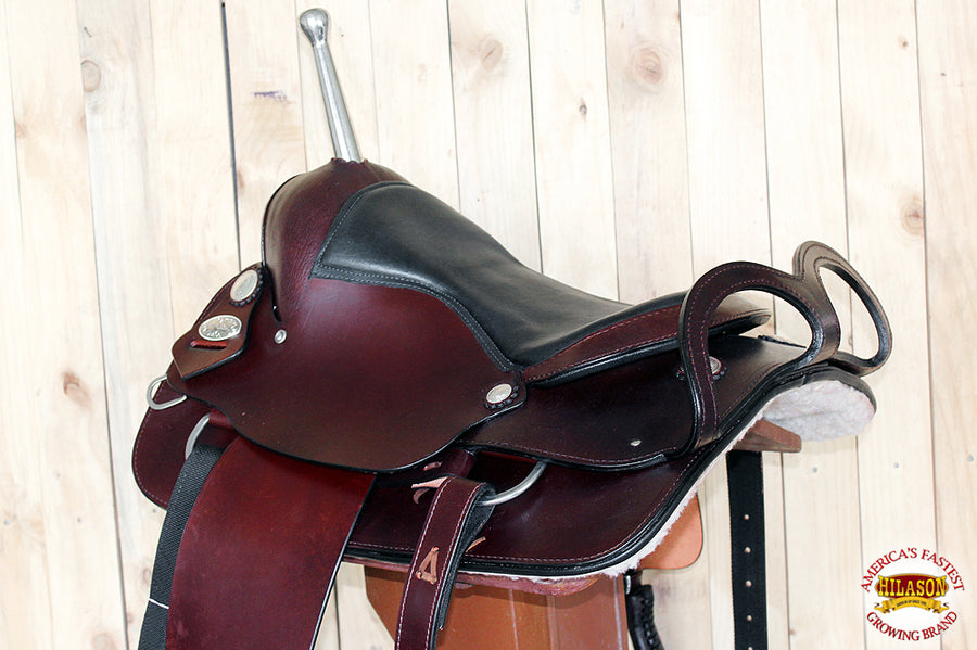 HILASON Custom Designed Rare Western Trick Riding Saddle Mahogany | Horse Racing Leather Saddles for Horses