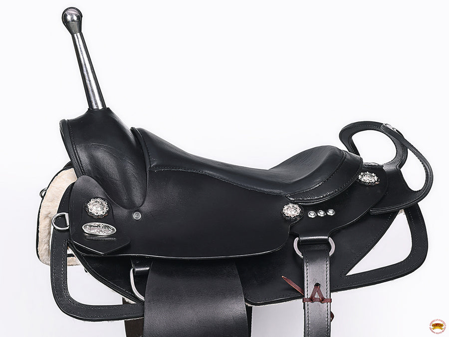 HILASON Custom Designed Rare Western Trick Riding Saddle Balck | Horse Racing Leather Saddles for Horses