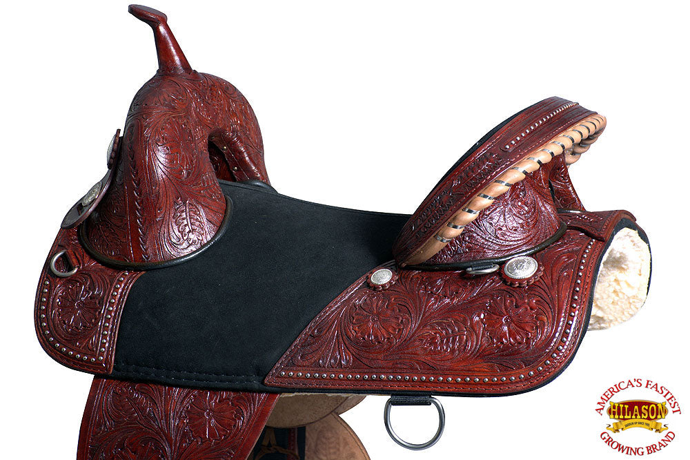 HILASON Western Horse Treeless Trail Barrel Saddle American Leather | for Horses