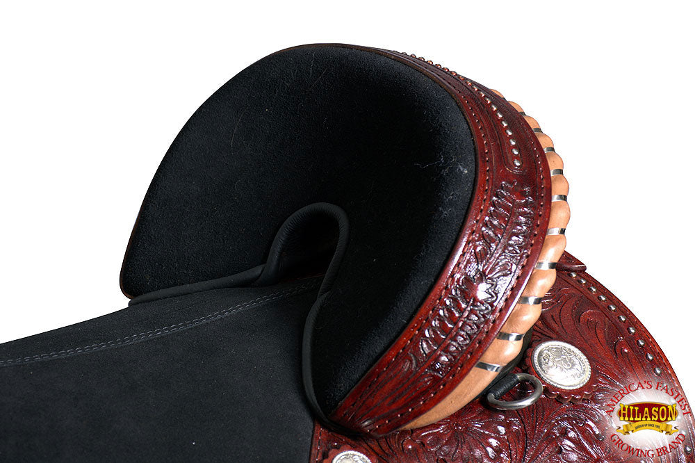 HILASON Western Horse Treeless Trail Barrel Saddle American Leather | for Horses