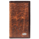 Nocona Rodeo Vintage Ostrich Print Genuine Leather Wallet Brown
