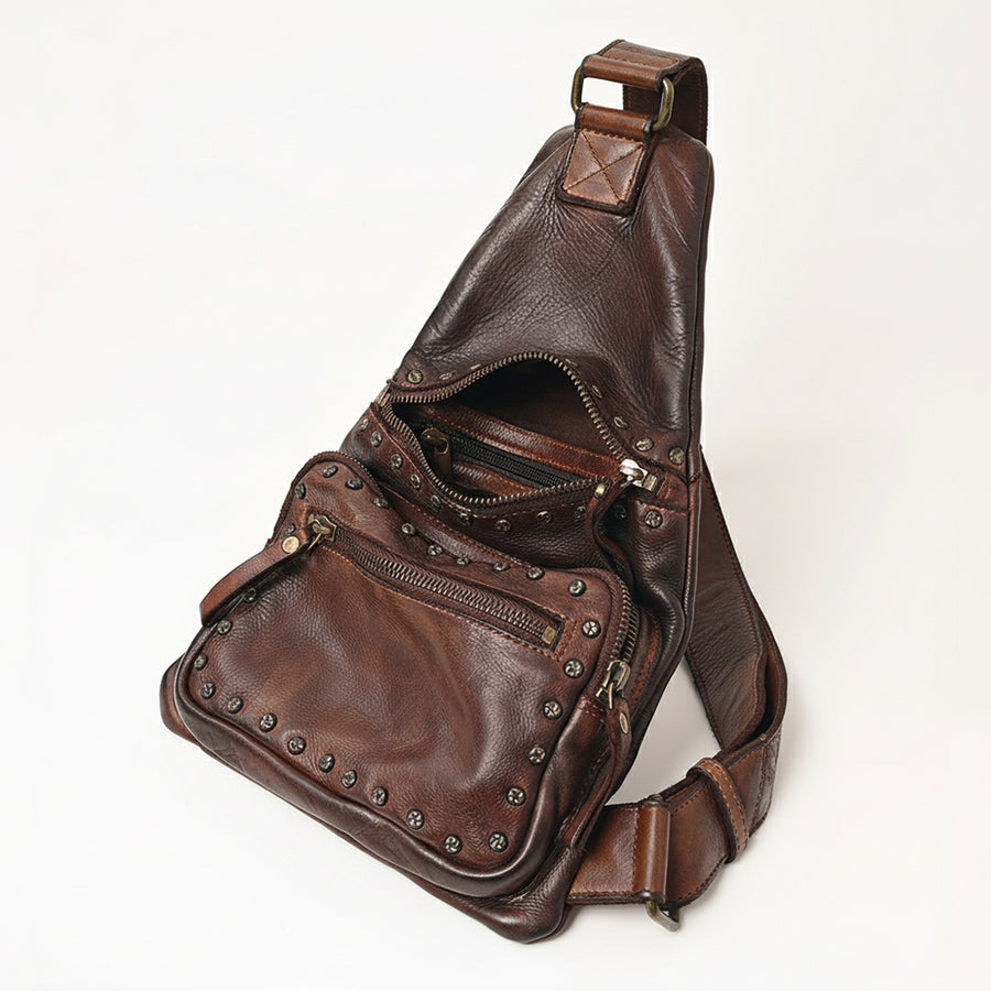 Spaghetti Western Swc191Cg Sling Vintage Handmade Drum Dyed Genuine European Cowhide Leather Women Bag Western Handbag Purse