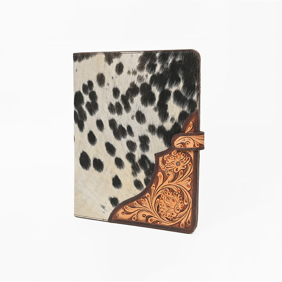 American Darling Hair-on Cowhide Floral Tooled Leather Western Portfolio - Uhorse