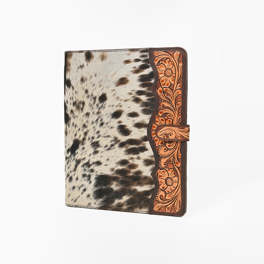 American Darling Hair-on Cowhide Floral Tooled Leather Western Portfolio - Uhorse