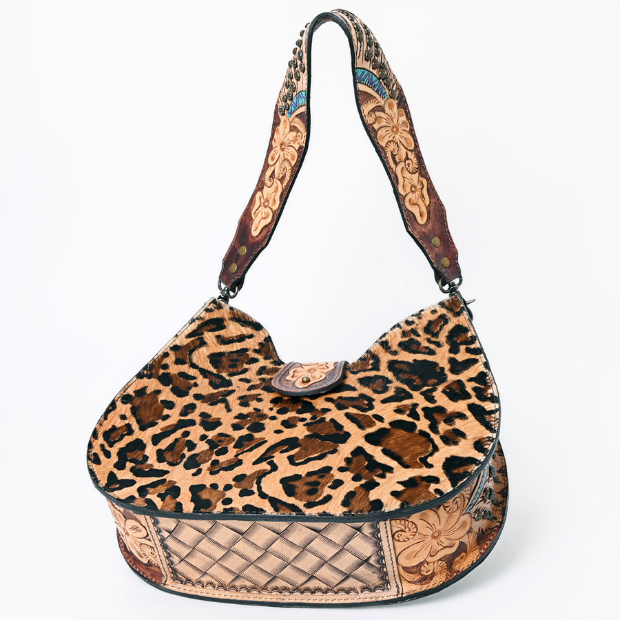 American Darling Hair-on Cowhide Hobo Bag for Women – Genuine Leather Western Shoulder Purse with Hand-Tooled Details and Wide Strap