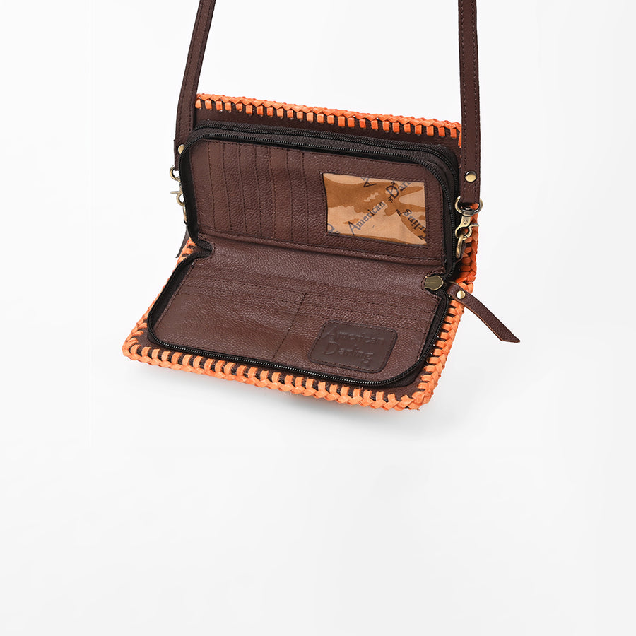 American Darling Western Hand-Tooled Leather Clutch Bag with Floral Carving and Premium Genuine Leather