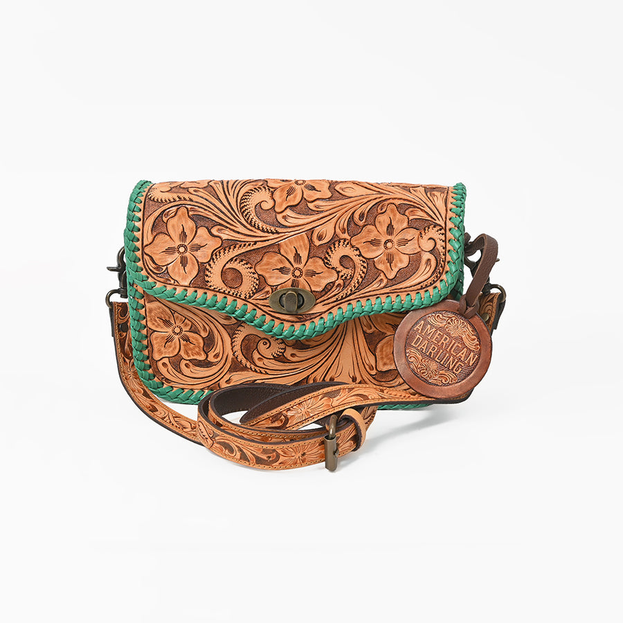 American Darling Western Small Cross Body Bag | Hand-Tooled Floral Carved | Genuine Leather | Everyday Carry
