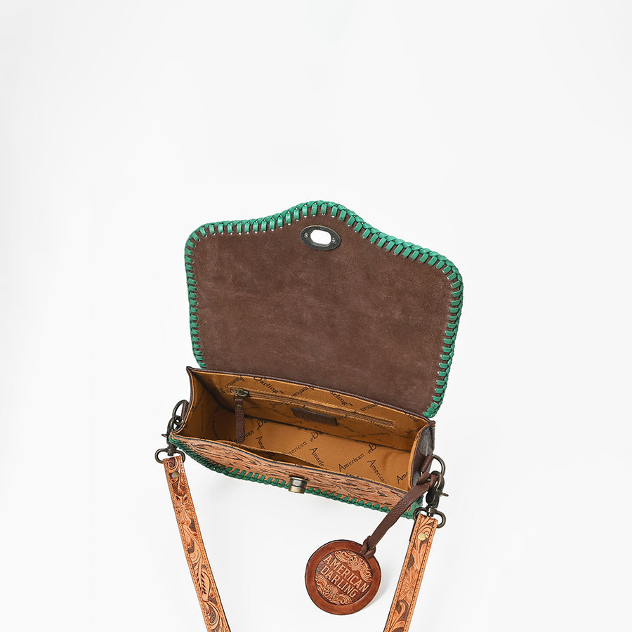American Darling Western Small Cross Body Bag | Hand-Tooled Floral Carved | Genuine Leather | Everyday Carry