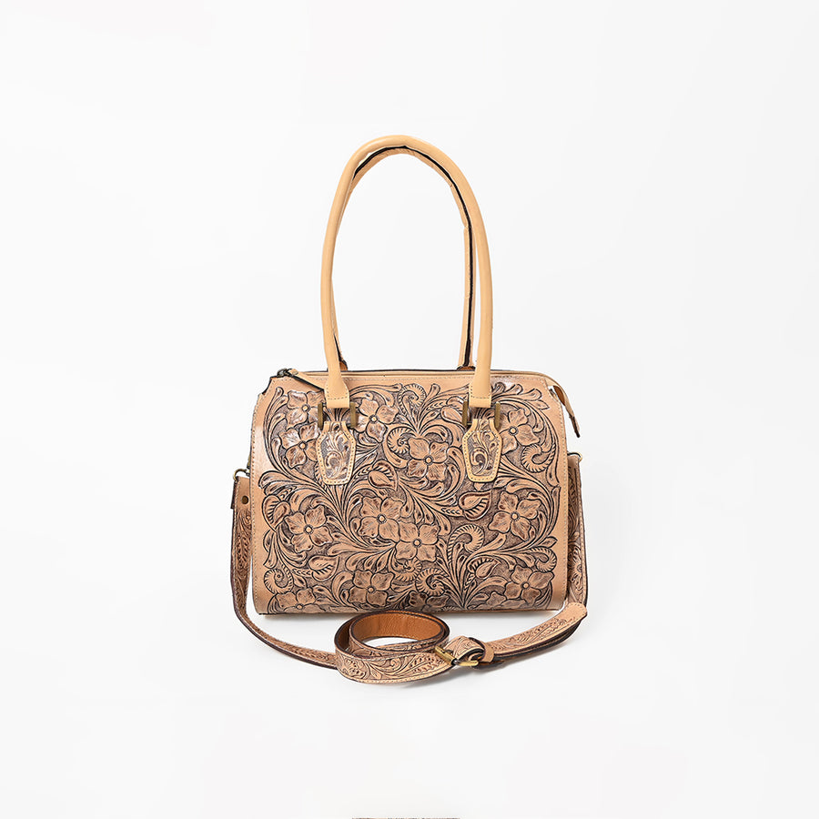 American Darling Western Travel Duffel Bag Handcrafted from Hand-Tooled Genuine Leather | Floral Carved & Vegetable Tanned Leather