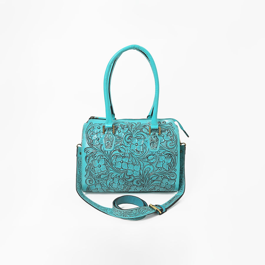 American Darling Western Travel Duffel Bag Handcrafted from Hand-Tooled Genuine Leather | Floral Carved & Vegetable Tanned Leather