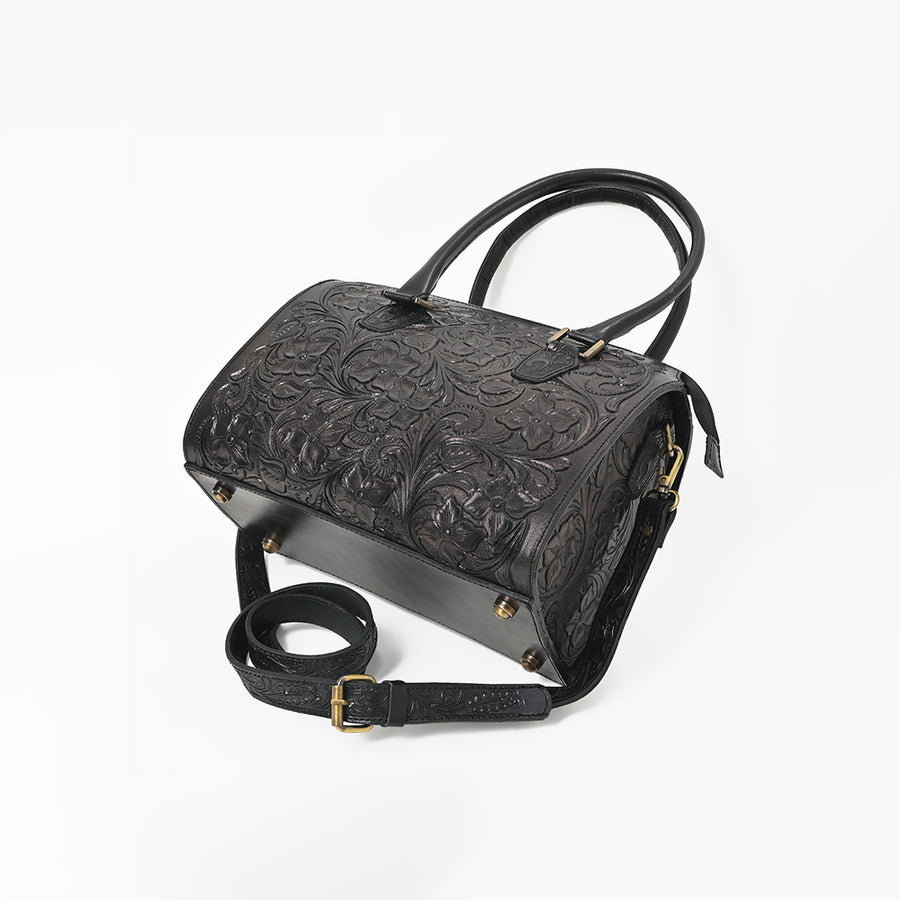 American Darling Western Travel Duffel Bag Handcrafted from Hand-Tooled Genuine Leather | Floral Carved & Vegetable Tanned Leather