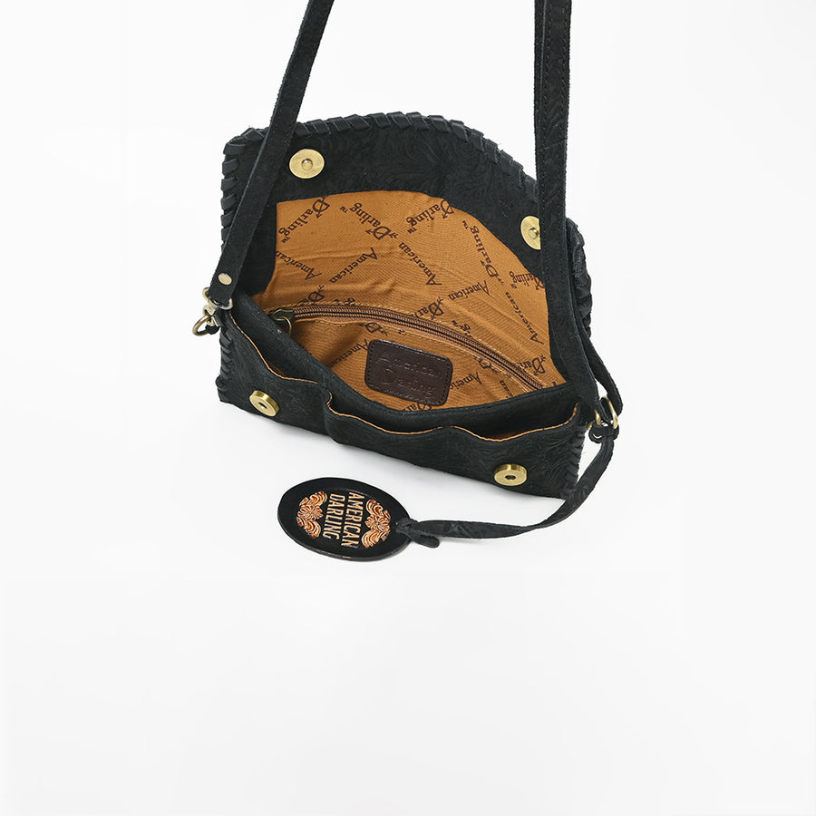 American Darling Western Leather Small Cross Body Bag – Braided Detailing, Premium Genuine Damascus Leather, Compact Everyday Hands-Free Carry Purse