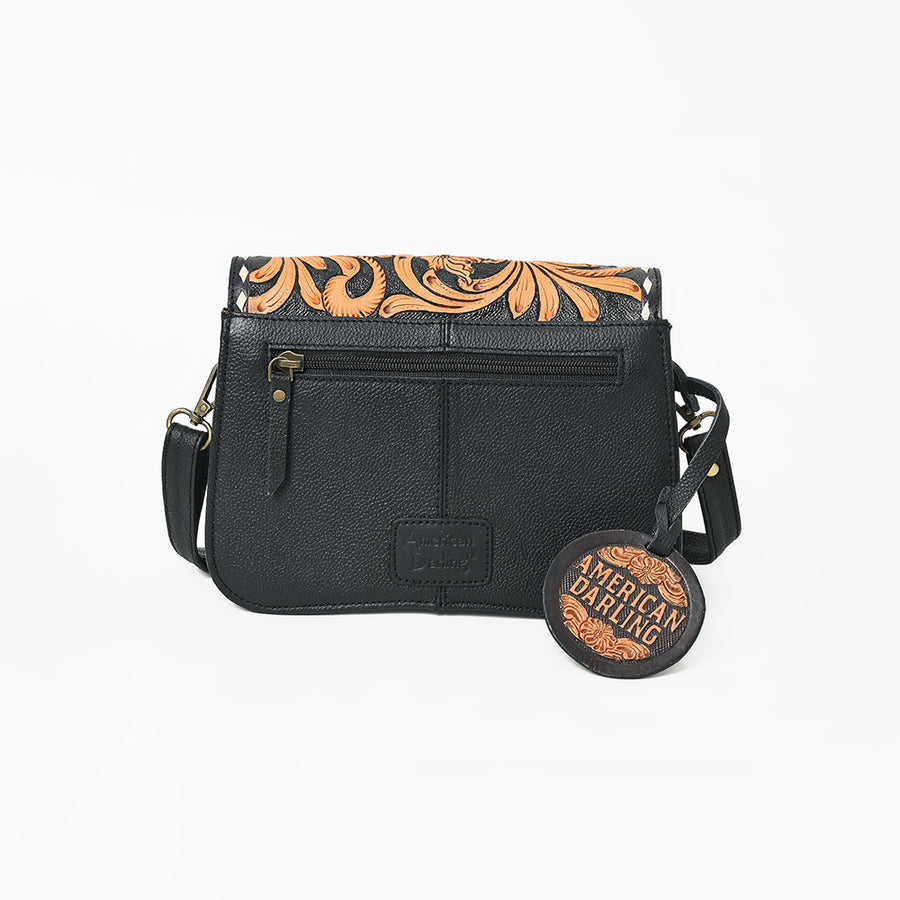American Darling Small Cross body Bag for Women, Hand Tooled Floral Carved Vegetable-Tanned Full Grain Leather Western Purse