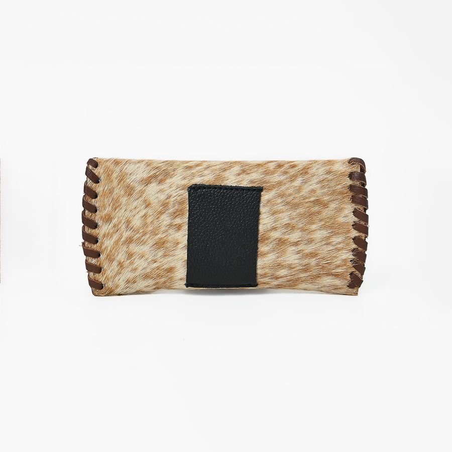 American Darling Handcrafted Western Sunglass Case, Genuine Hair-On Cowhide & Vegetable Tanned Leather Eyewear Pouch