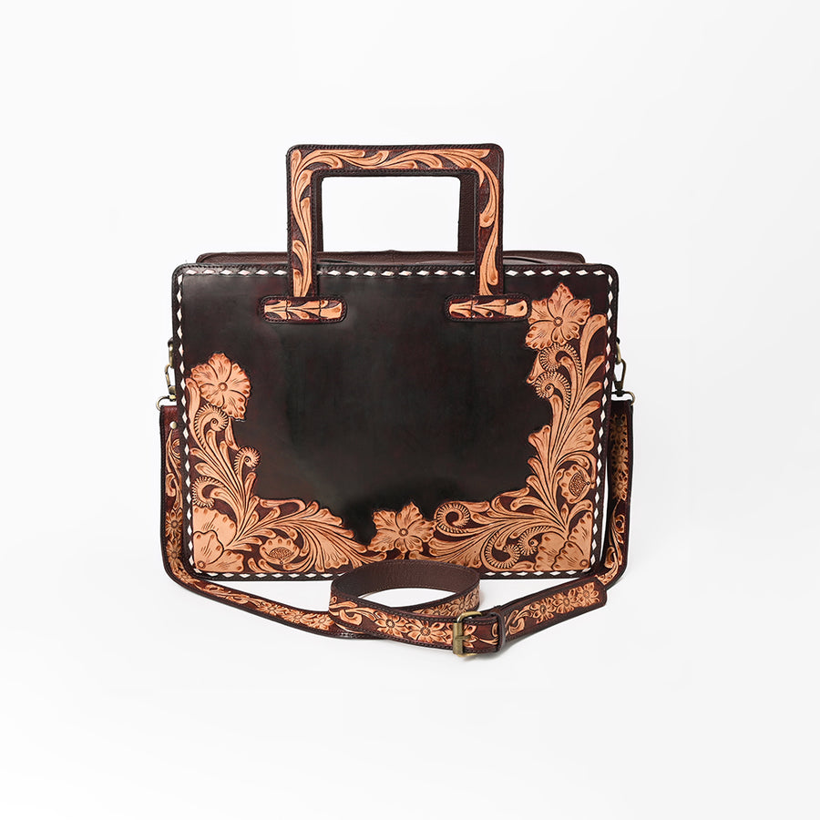 American Darling Hand Tooled Leather Briefcase Work Tote Laptop Satchel