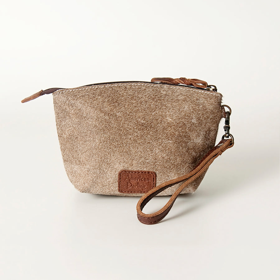 American Darling Coin Purse Bag Handcrafted from Hair-On Cowhide & Genuine Leather with Wristlet and YKK Zipper