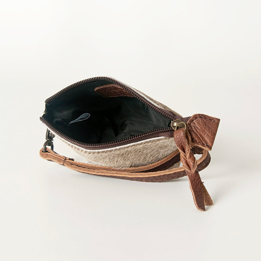 American Darling Coin Purse Bag Handcrafted from Hair-On Cowhide & Genuine Leather with Wristlet and YKK Zipper
