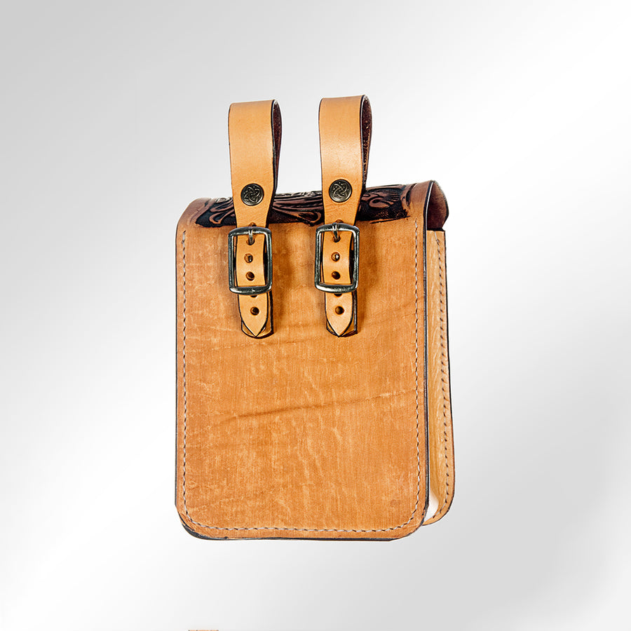 American Darling Hand Tooled Leather Belt Pouch – Western Floral Carved Phone Holster Case