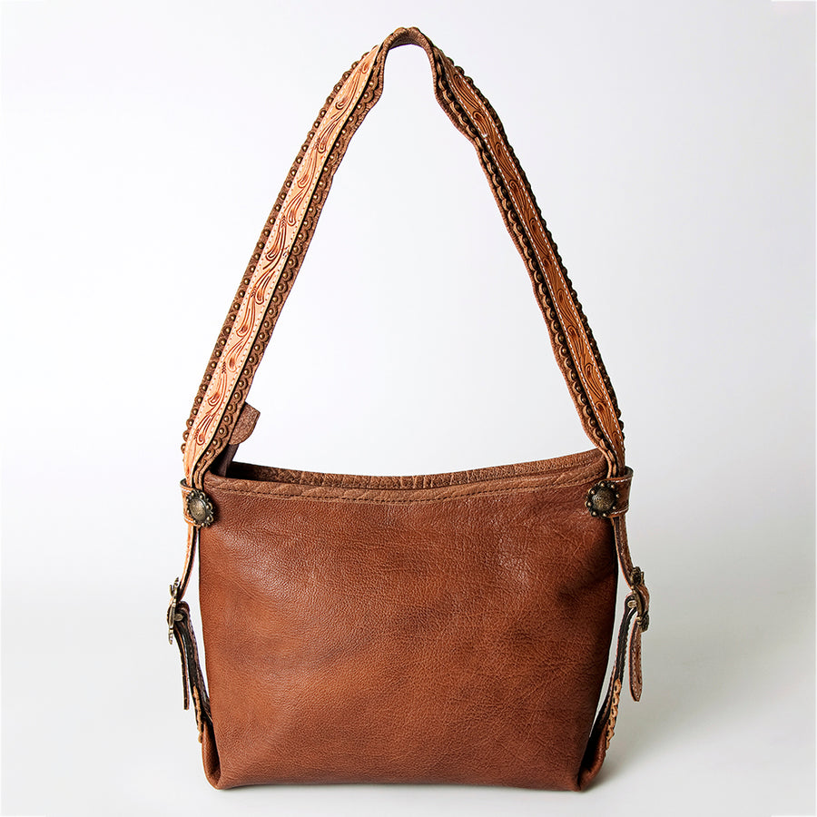 American Darling Hobo Bag Western Hand Tooled Floral Genuine Leather Purse with Rivetted Detail and YKK Zipper for Women