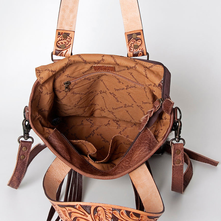 American Darling Tote Bag for Women, Hair-On Cowhide Western Bag, Premium Full Grain Leather with Fringes & YKK Zipper