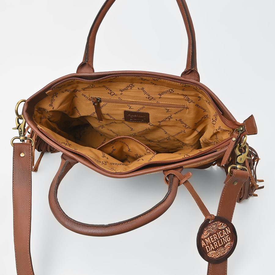 American Darling Western Fringe Hair-On Cowhide Tote Purse