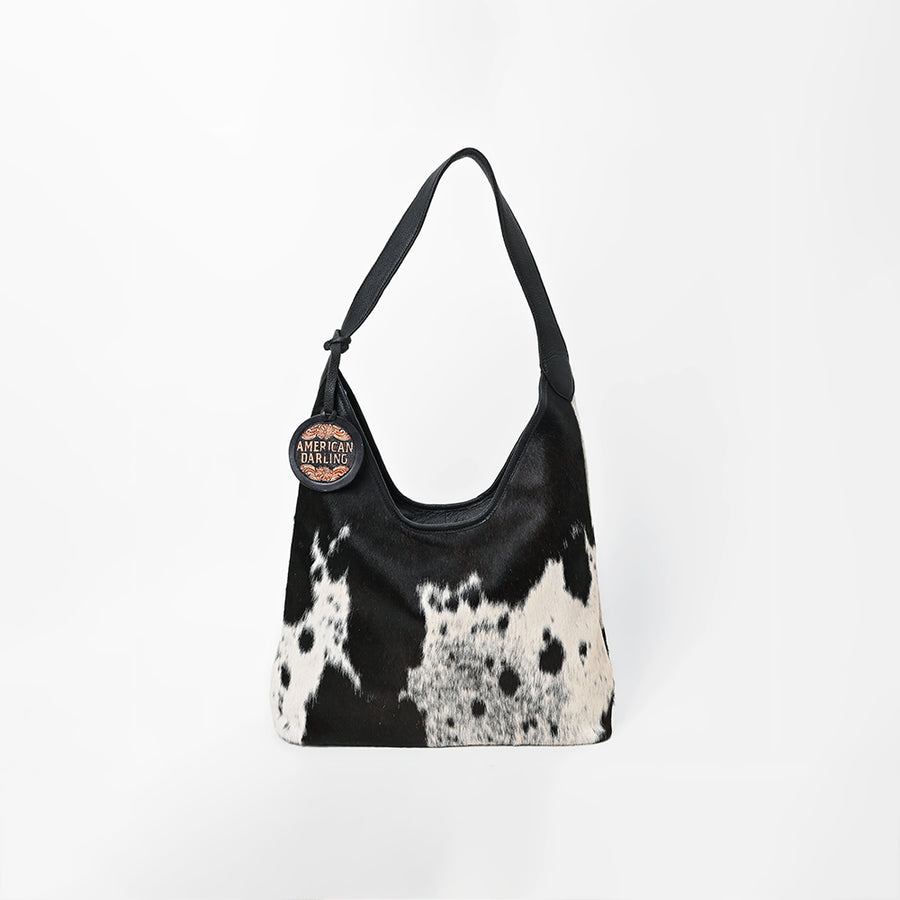 American Darling Black & White Genuine Cowhide Hobo Shoulder Bag