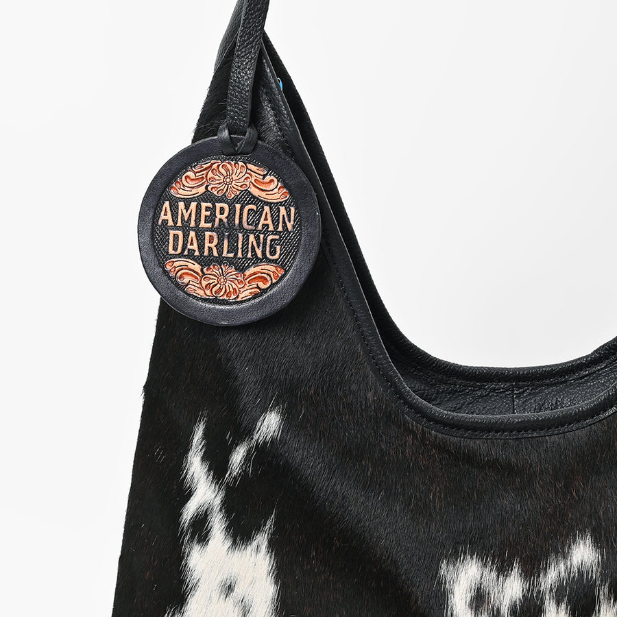 American Darling Black & White Genuine Cowhide Hobo Shoulder Bag
