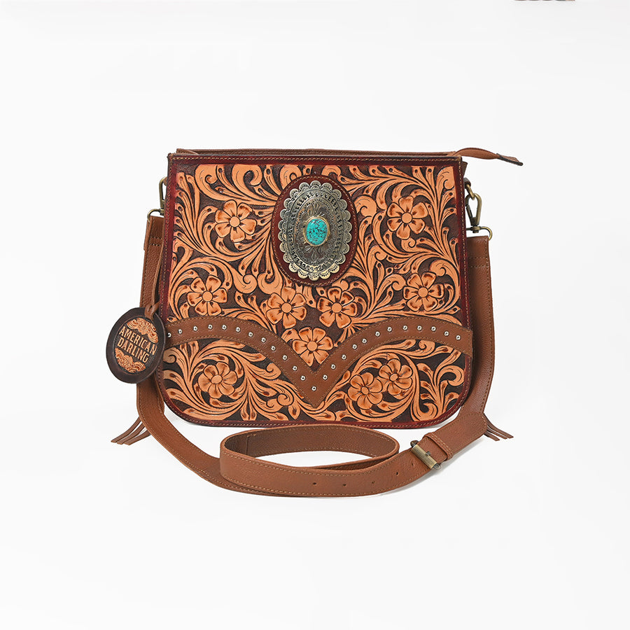 American Darling Western Floral Leather Shoulder Purse